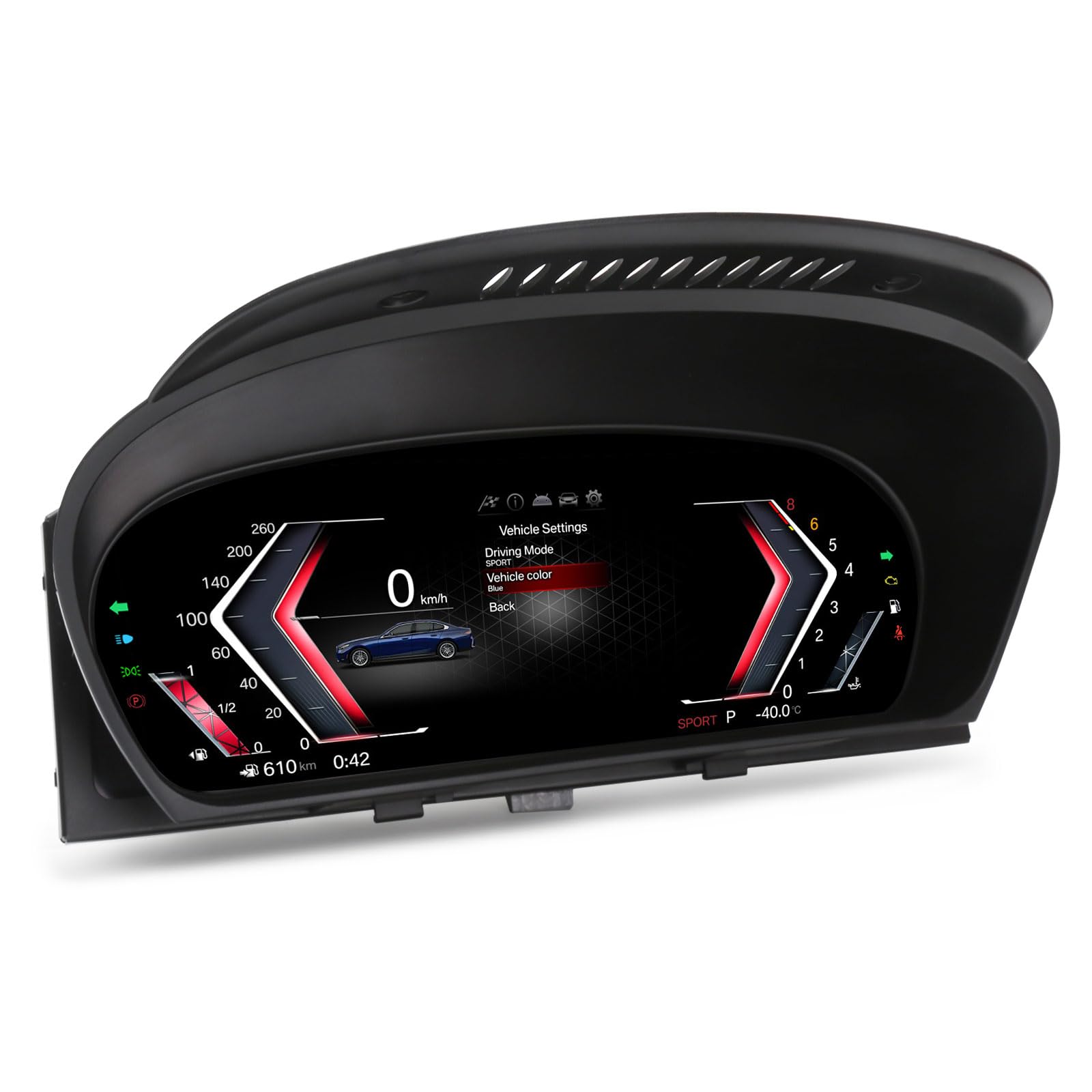 12.3" Cuadro de Instrumentos Digital Pantalla LCD para BMW X5 E70 BMW X6 E71 BMW Serie 5 E60/E61 con CCC/CIC, 4-Core Panel de Instrumentos Digital, Controles Volante 7-UI Temas HD Tablero Digital