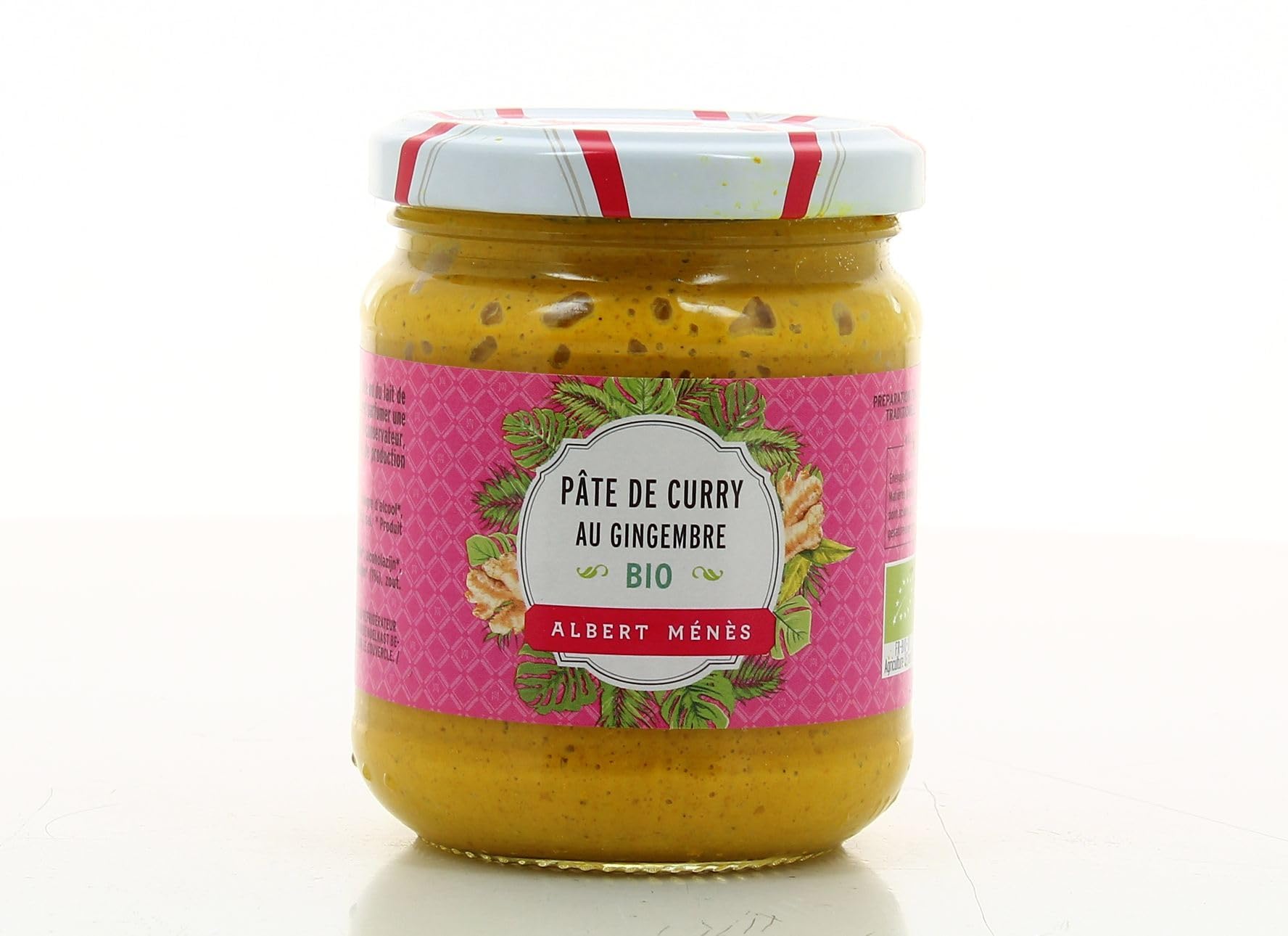 ALBERT MENES Pâte de Curry au Gingembre Bio — Bocal Verre 210 g, Sans Colorant, Cuisine Indienne Authentique - Lot de 3