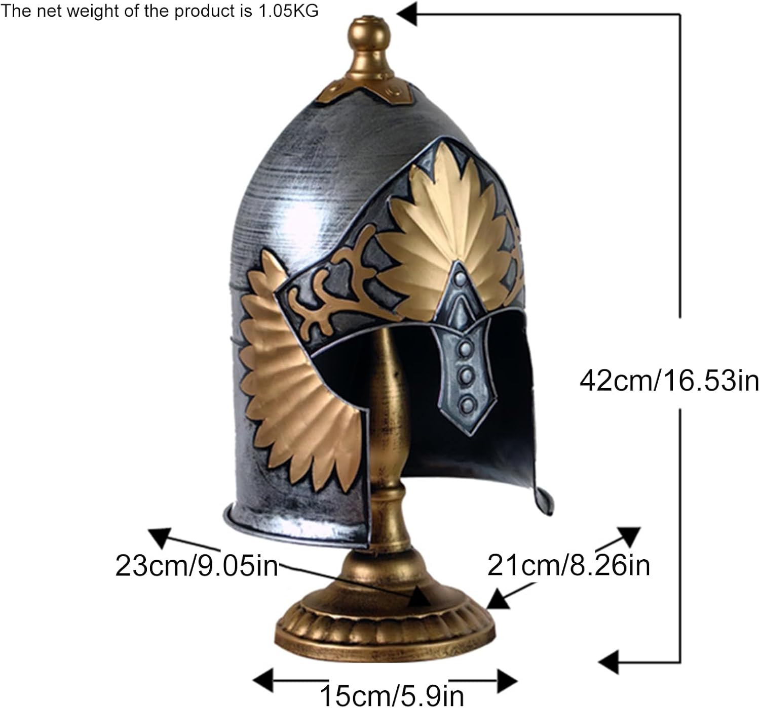 Vintage Medieval Helmets Model with Base Iron Cast Home Decors Collectible Ornament for History