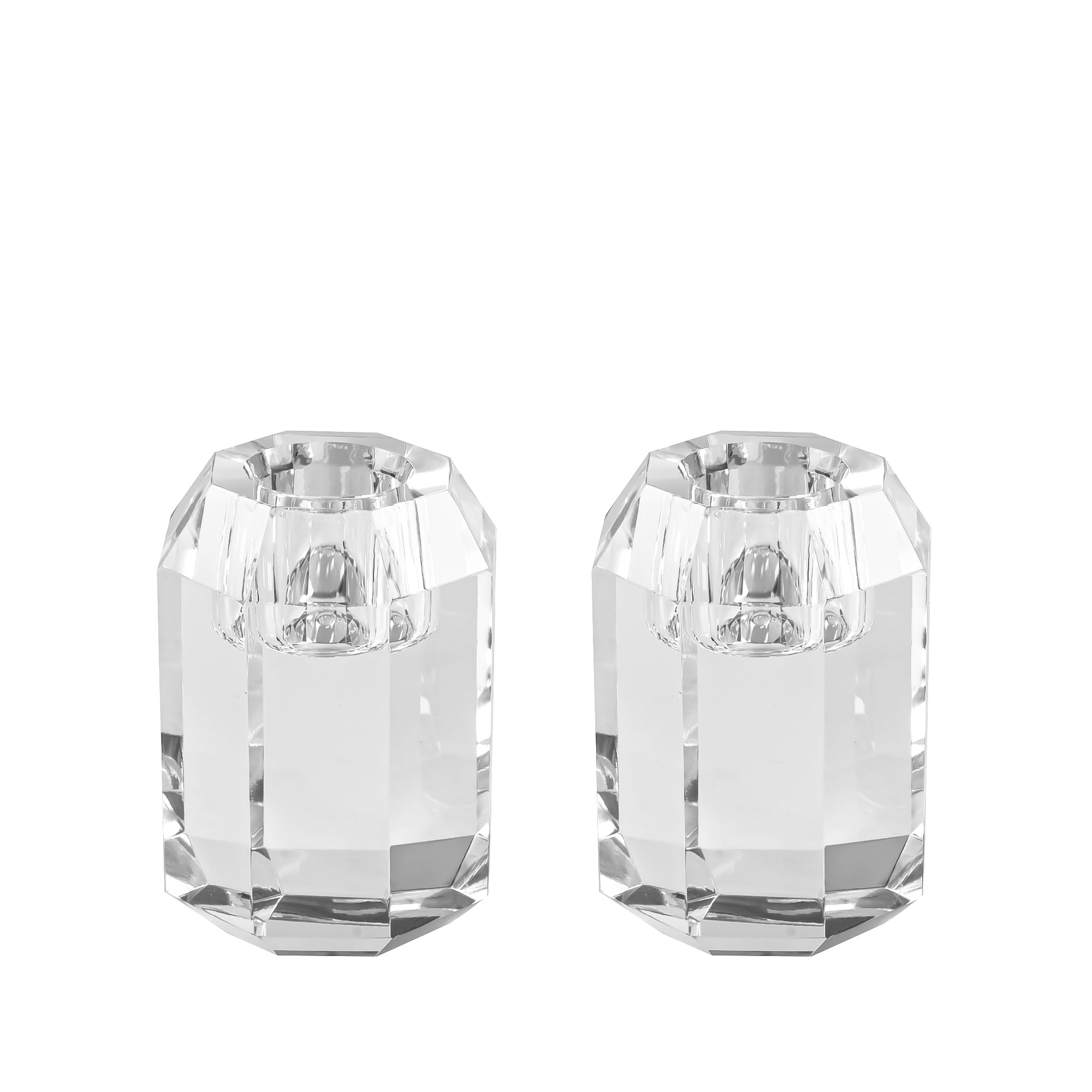 Kitcom Portavelas cónicos de cristal con múltiples facetas, decoración de banquete de boda para el hogar de 1.97 x 2.76 pulgadas d