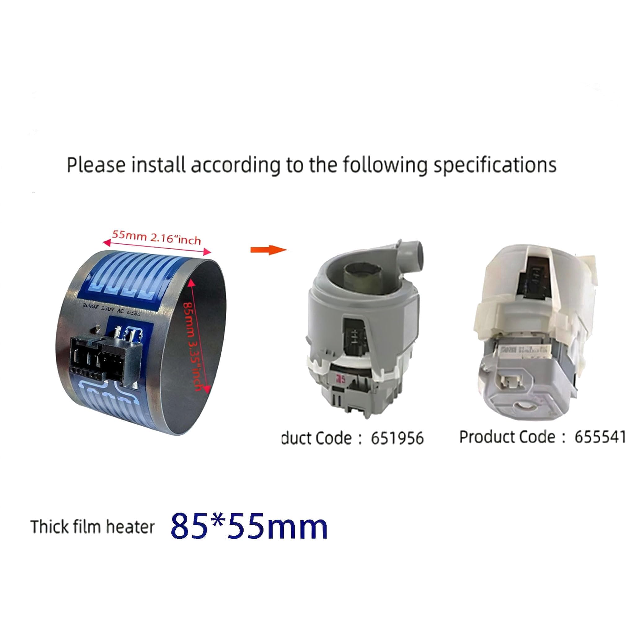 Calentador para lavavajillas Bosch o Siemens (D85×H55)