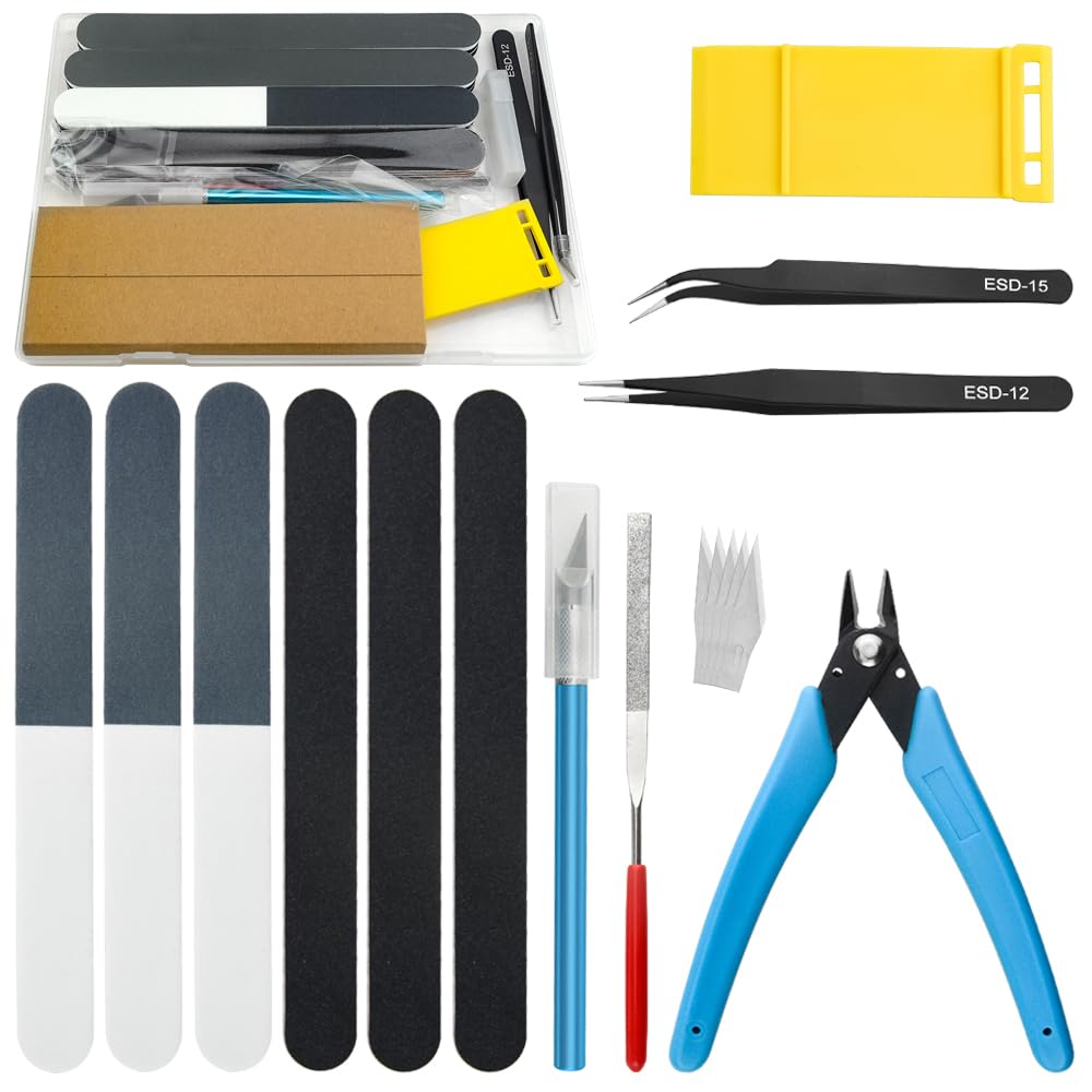 Bigstone 18 PCS Model Tools Kit Hobby Building Tools Craft Set Modeler Basic DIY Tools for Gundam Cars, Airplanes, Buildings, Robots Models Building Repairing and Fixing