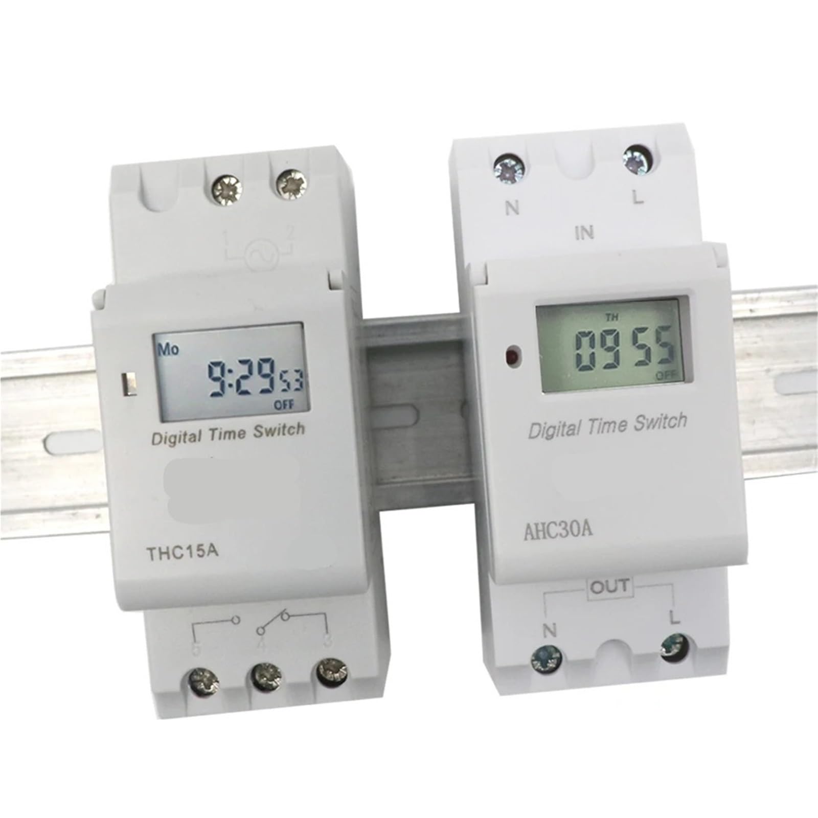 THC 15A 30A montaż na szynie DIN co tydzień 7 dni programowalny cyfrowy przełącznik czasowy, sterowanie przekaźnikiem, AC 12 V, 24 V, 48 V, 110 V, 220 V, 230 V (15 A, 1 NO 220 V AC DC)