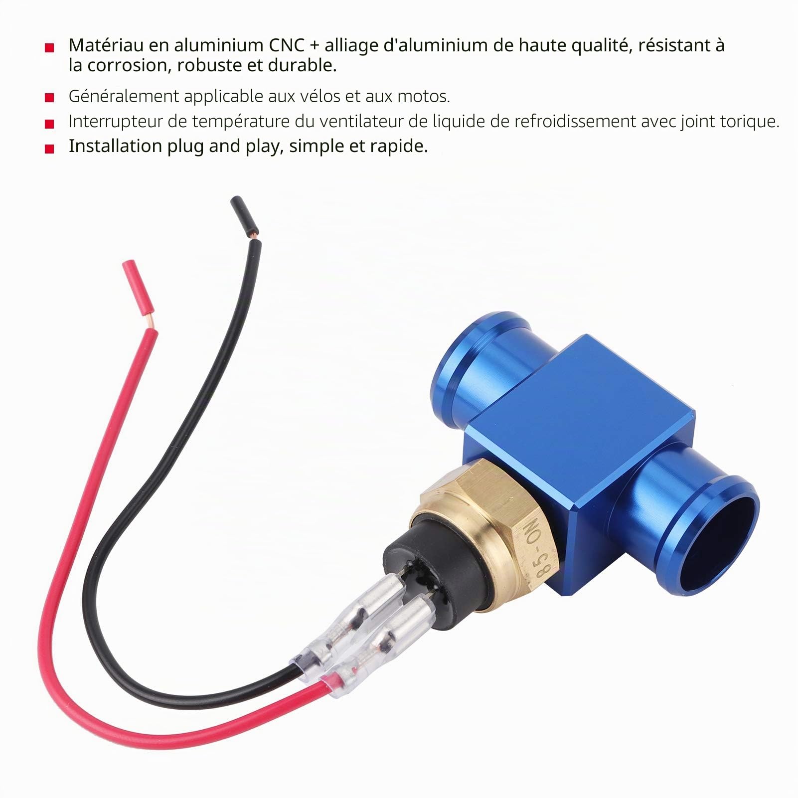 Thermostat Interrupteur de Température de L'eau Radiateur Ventilateur de Refroidissement Capteur de Température pour Moto ATV Hors Route Véhicule Capteur de Température Kit de Commutateur(Bleu)