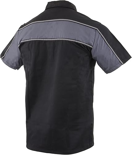 Miniatura 2 de Camisa de mecánico de motocicleta de manga corta reflectante en dos tonos negronaranja y negrogris para hombre