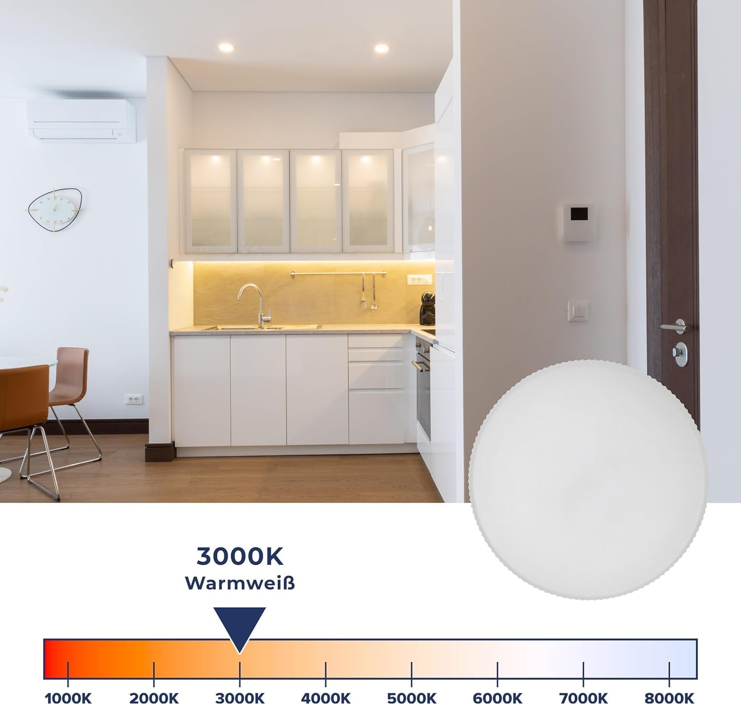 ADAKAT Pack of 2, dimmable LED GX53 Bulbs 6W, Warm White 3000K, Warm White (3000 K), 2 pieces (1 pack) - Image 4