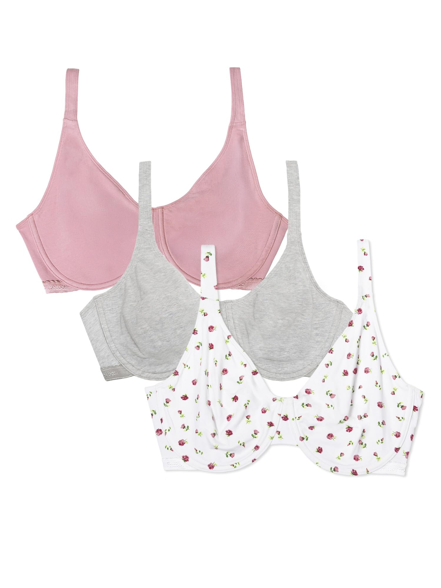 Fruit of the Loom Women's Unlined Underwire Bra - Cotton & Spandex Blend for Natural Shape and Flexibility