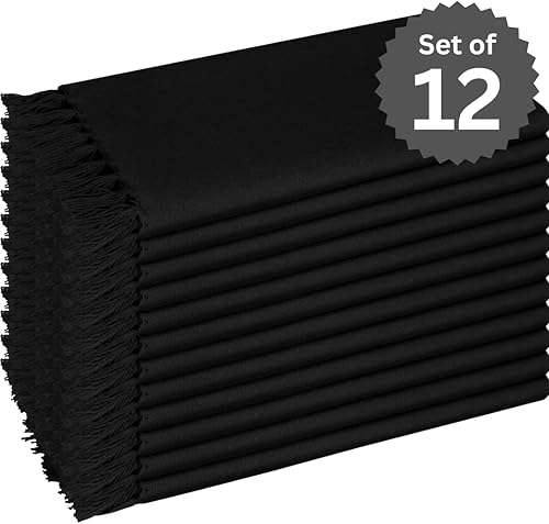 Miniatura 2 de Urbana Cotton Juego de 12 servilletas de tela con flecos perfectas para el uso diario absorbentes suaves duraderas lavables ideales para fiestas de