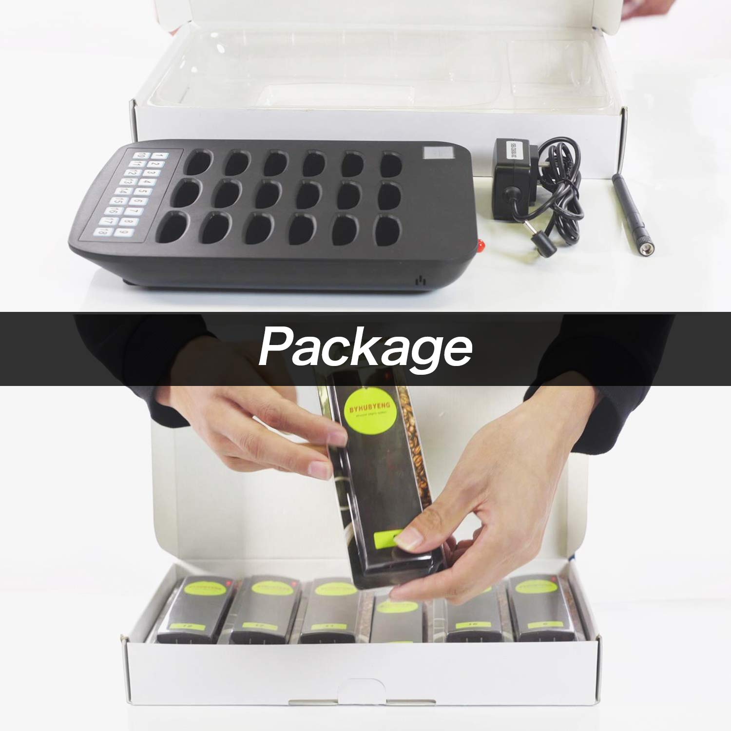 BYHUBYENG Social Distancing Buzzer Restaurant Pager System with 18Pcs