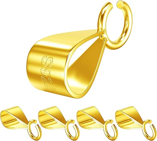 OHINGLT Fianzas de oro de 14 quilates para colgantes con cierre abierto, fianzas de joyería de plata de ley 925 para colgantes, conectores