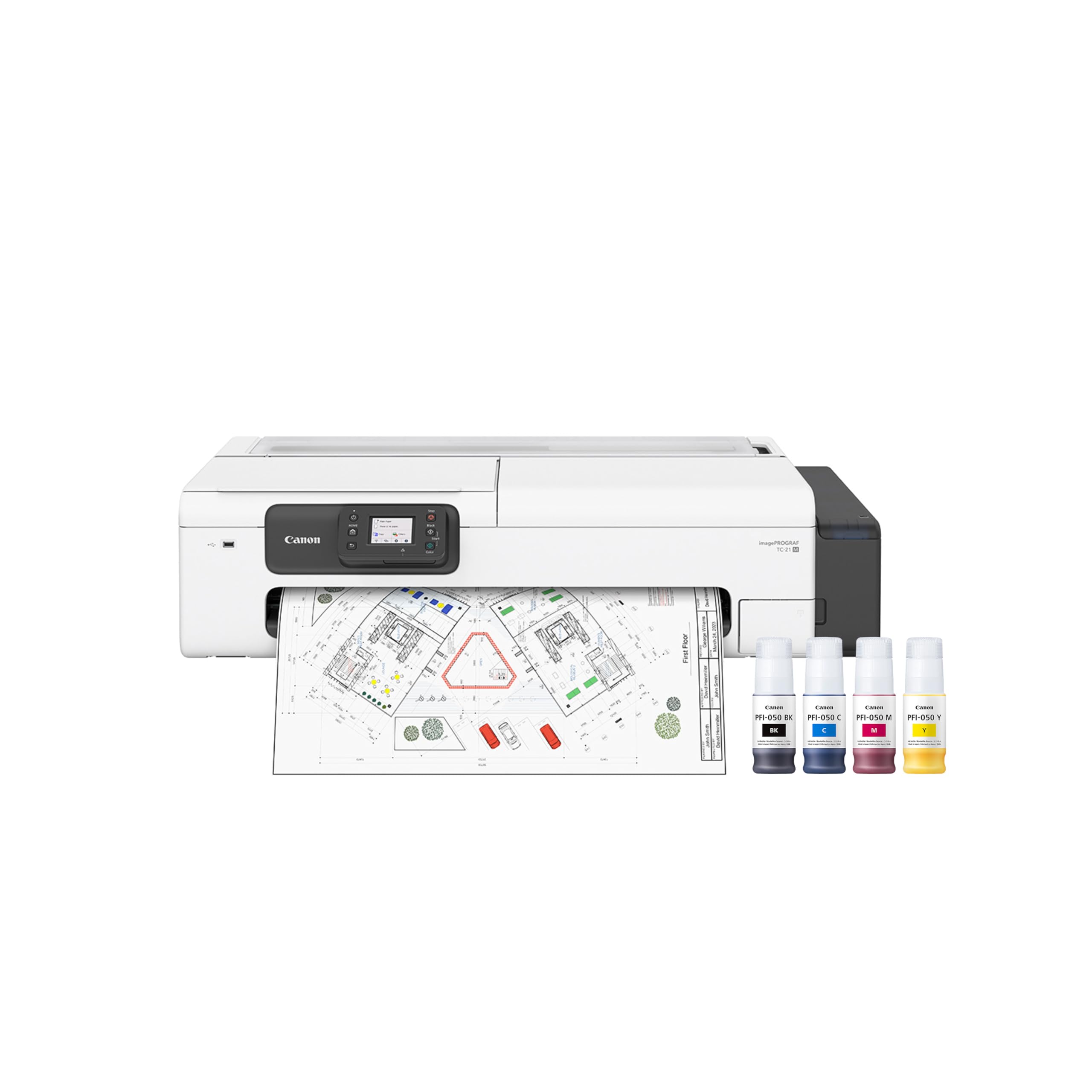 canon imageprograf tc-21m  multifunction printer 2434 large format poster amp plotter printer - automatic roll amp cut sheet paper feeder usb wi-fi lanwhite