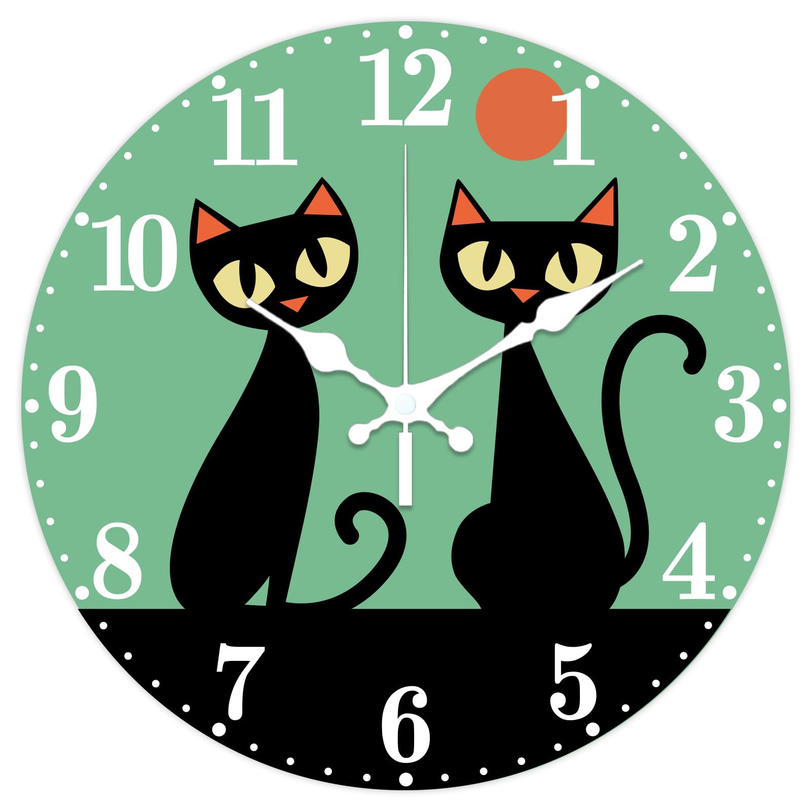 Horloge murale chat artistique CHGCRAFT lisible et silencieuse en bois de 12 cm pour le salon