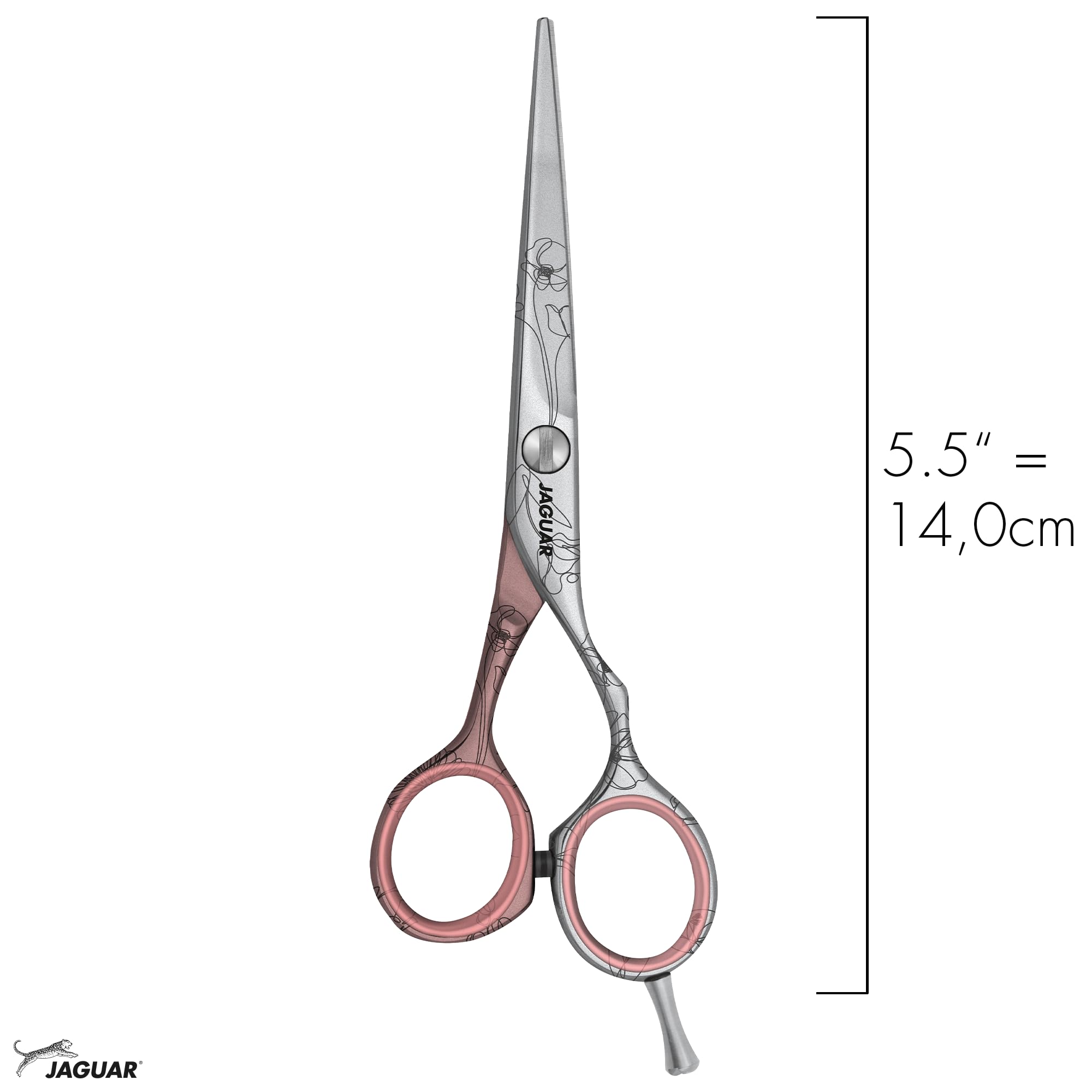 JAGUAR Ciseaux à cheveux JaguART TENDER LOVE 5.5" | Ciseaux de coiffeur en design offset | Revêtement high-tech anti-allergénique et résistant en qualité photo | Fabriqués en Allemagne