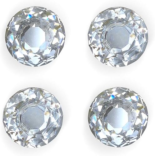 Miniatura 2 de Isaac Jacobs - Juego de 4 pomos de cristal de forma redonda clásica (1.378 in), pomos de gabinete con tornillos, tiradores de cajón de vidrio para