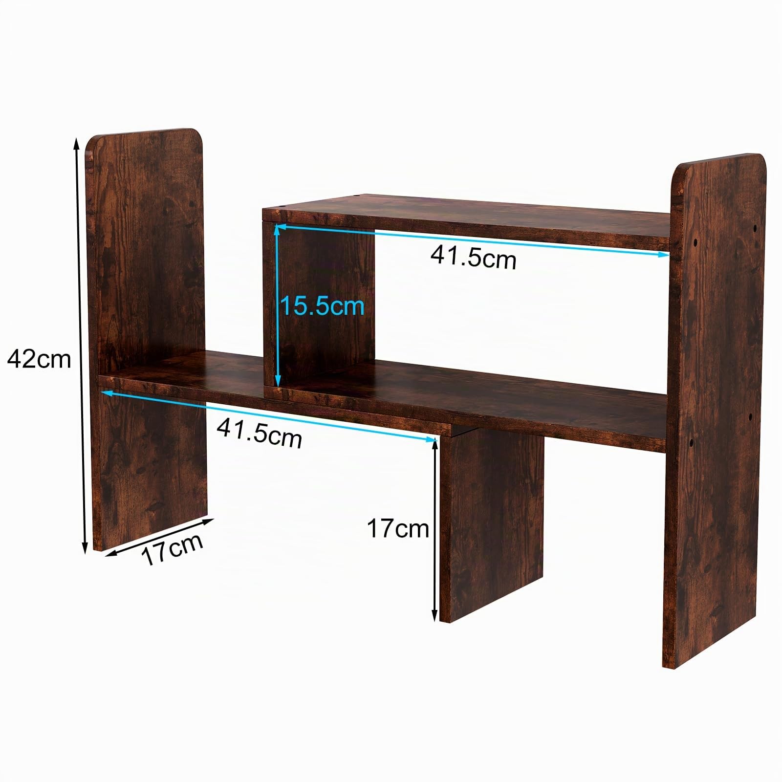EasyPAG Petite étagère de bureau en bois, réglable - pour la maison et le bureau, marron