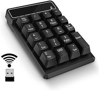 Number Pad,Portable Mini USB 2.4GHz 19-Key Financial Accounting Numeric Keypad Keyboard Extensions for Data Entry in Excel for Laptop, PC, Desktop, Surface pro, Notebook, etc (Wireless Number Pad)