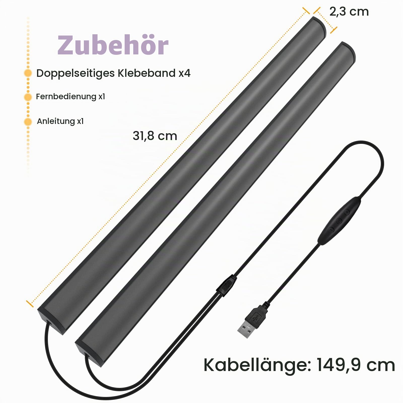WILLED 2-In-1 Gaming Beleuchtung, 5V USB RGB Under Monitor Lampe, Dreamcolor Screenbar für PC Setup mit 12 Dynamische, Ambient Deko mit Fernbedienung, Beleuchtung für TV Hintergrundbeleuchtung