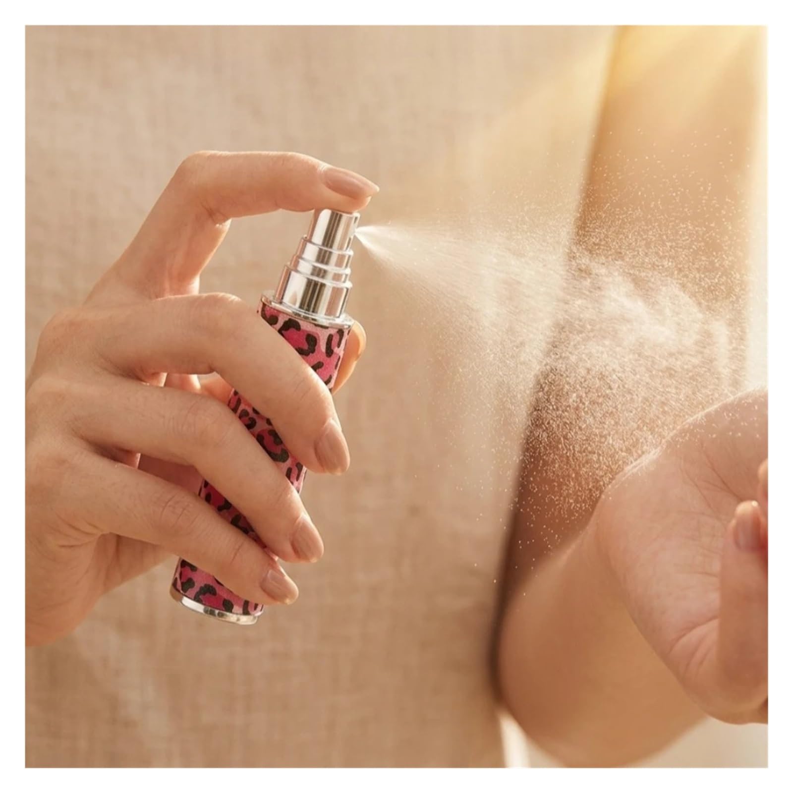 Flacone di profumo in pelle Atomizzatore di profumo in pelle con stampa leopardata da 10 ml