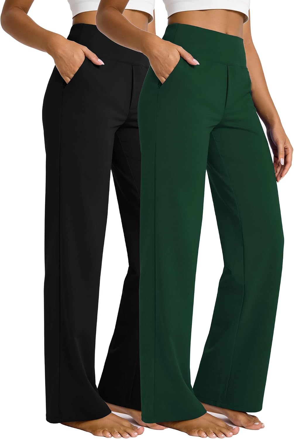 CADMUS Yoga Pants Women Wide Leg Pants with Pockets High Waist Stretch Dress Casual Sweatpants Petite/Regular/Tall