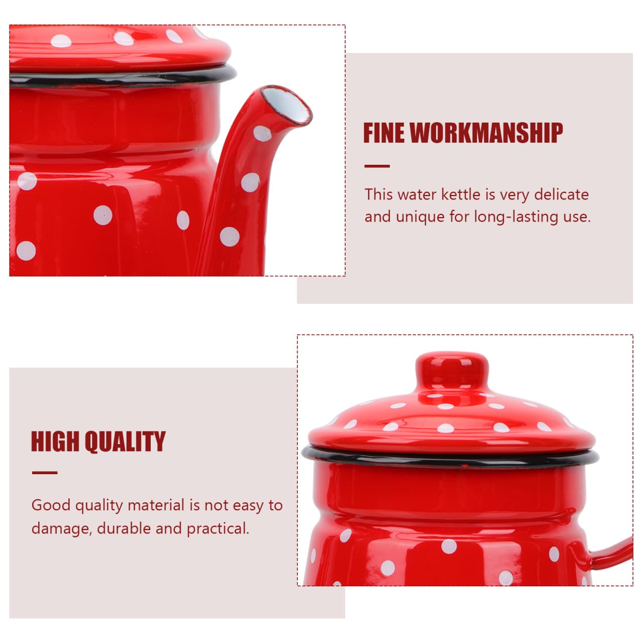 Housoutil Cafetera esmaltada de 1,5 l, boquilla estrecha de esmalte rojo, con gran caño para el hogar, para cocina y camping