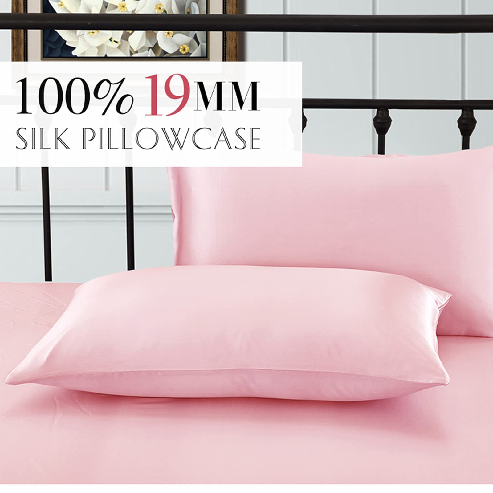 100% 19 Momme Mulberry Silk Fetrownote con Cremallera Oculta, Fundas de Almohada Suave Adecuado para Cabello y Piel saludables