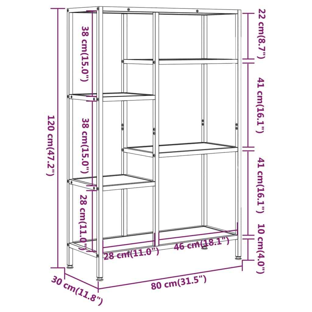 vidaXL Estantería de Madera contrachapada y Acero 80x30x120 cm