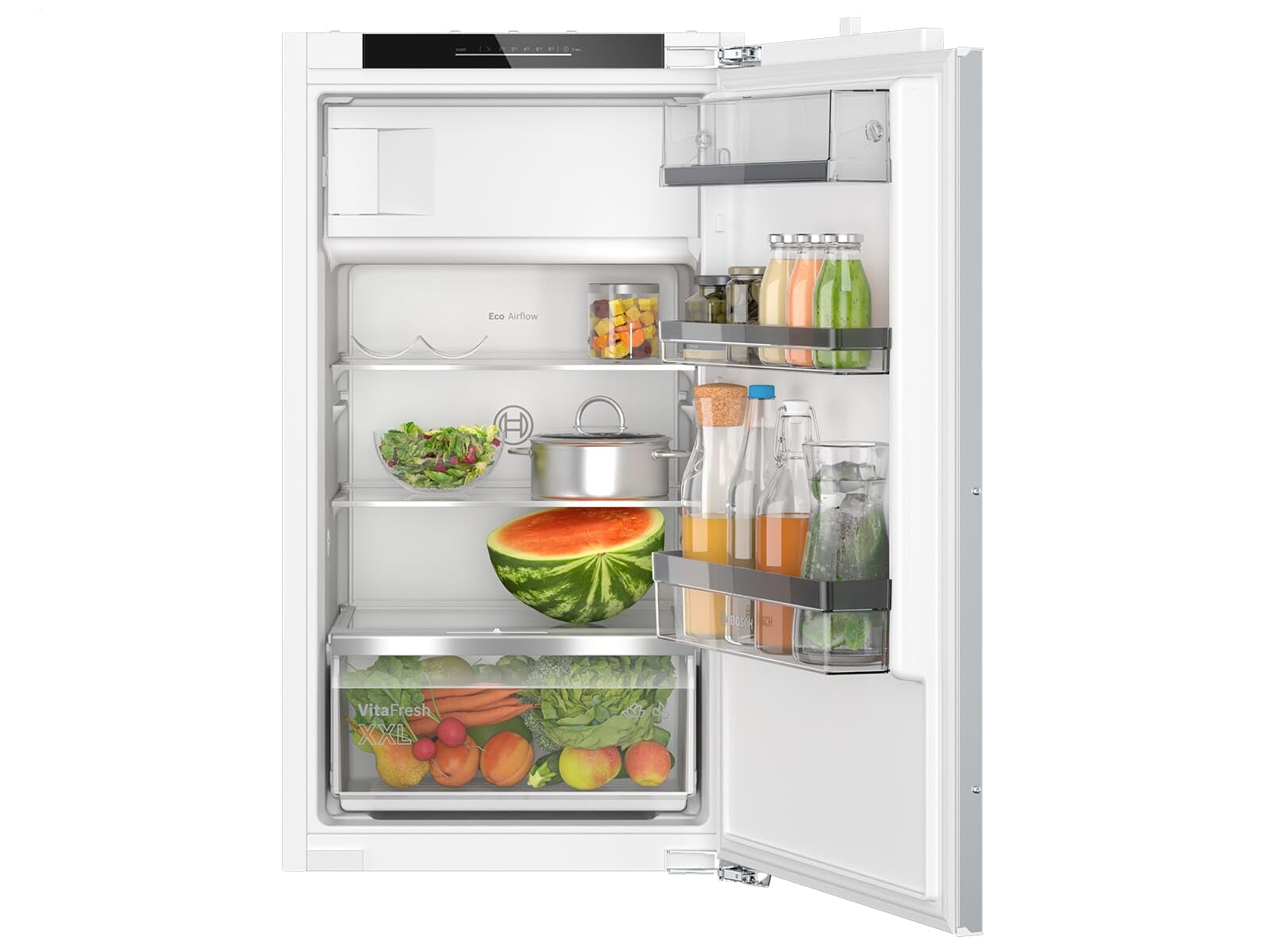 Bosch KIL32ADD1 seria 6 lodówka do zabudowy z zamrażarką, wnęka 102,5 x 56 cm, chłodzenie 132 l i zamrażanie 15 l, VitaFresh XXL, bardzo stabilne wkładki drzwiowe, Eco Airflow, oświetlenie LED