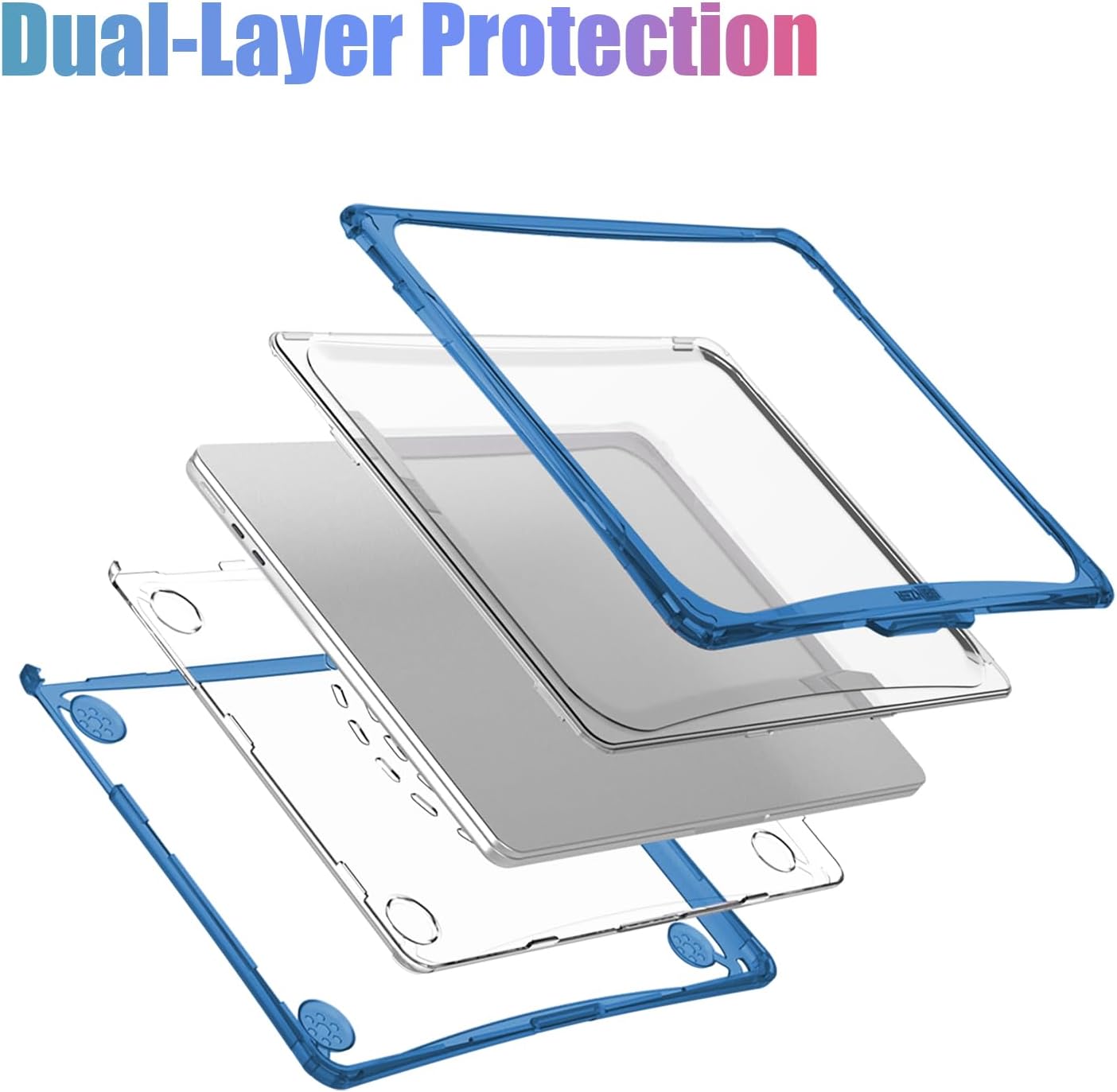 IBENZER Hexpact Compatible with 2025 2024 2023 2022 MacBook Air 13 inch Case M4 A3240 M3 A3113 M2 A2681, Heavy Duty Case & KeyboardCover & ScreenFilm for Mac Air 13.6, Blue, HPE-KK-NVBL+2