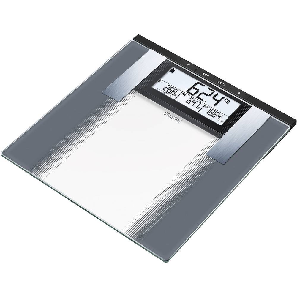 Sanitas 76435 Bilancia Diagnostica in Vetro, Display LCD con Visualizzazione Multipla