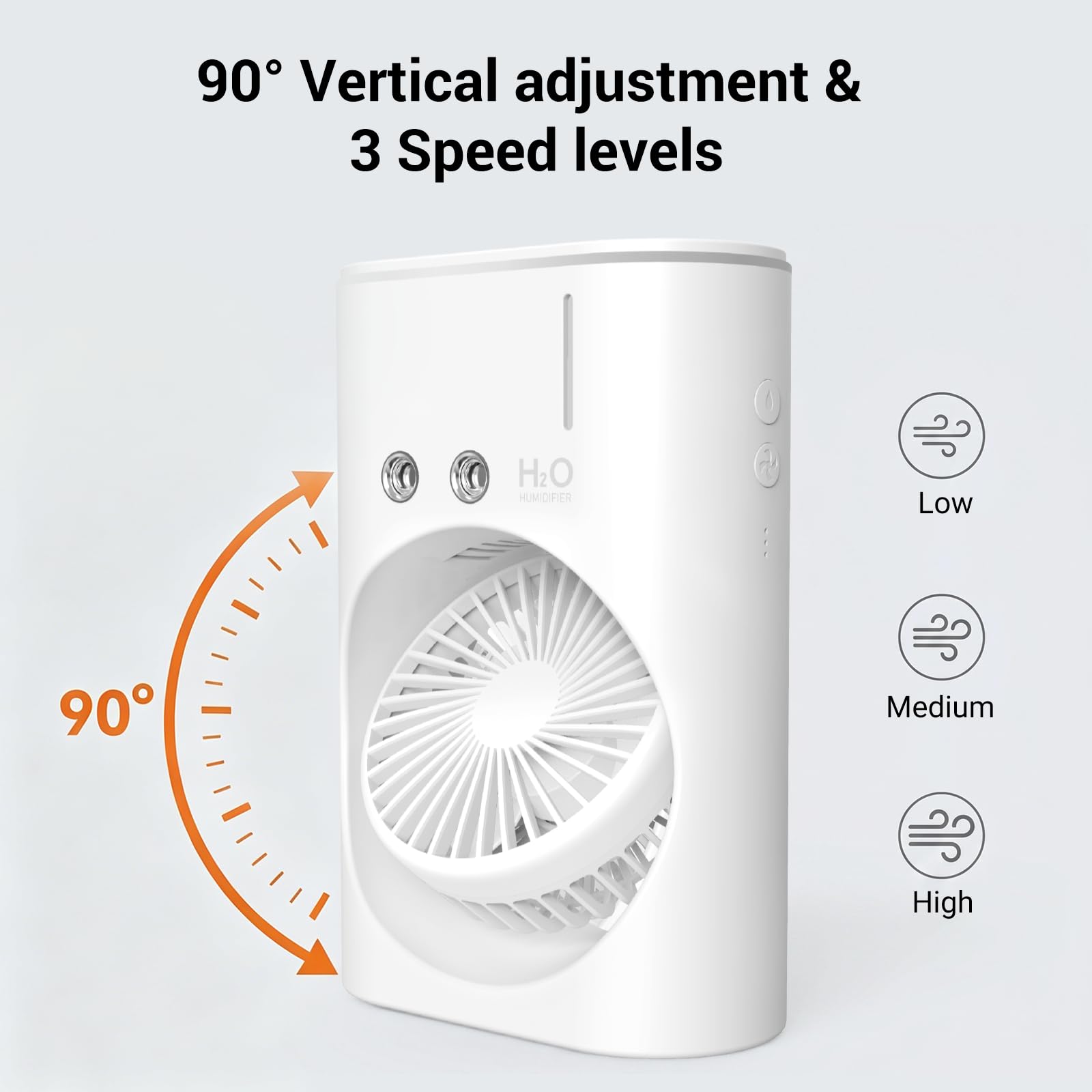 EXTRASTAR Ventilador de niebla portátil, ventilador de carga USB con tanque de agua, iluminación RGB, tanque de 280 ml, ideal para oficina, viajes y actividades de plei