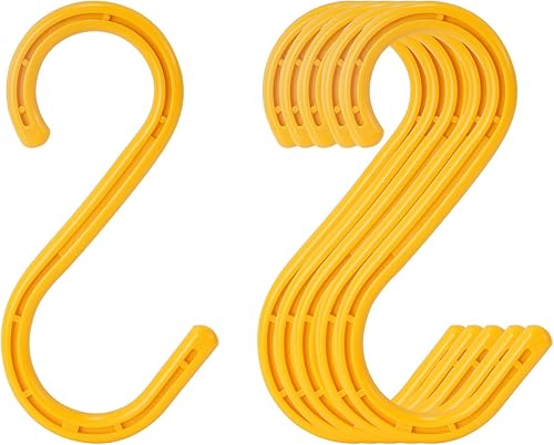 Ganchos en S de ABS resistentes, paquete de 6, 8.26 pulgadas, amarillo, ideal para interiores y exteriores, cocina, armario, baño, jardín,