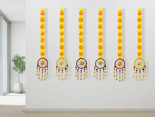 Miniatura 6 de Flores artificiales de caléndula esponjosas hechas a mano para decoración del hogar y la oficina, decoración de habitación Pooja, dormitorio,