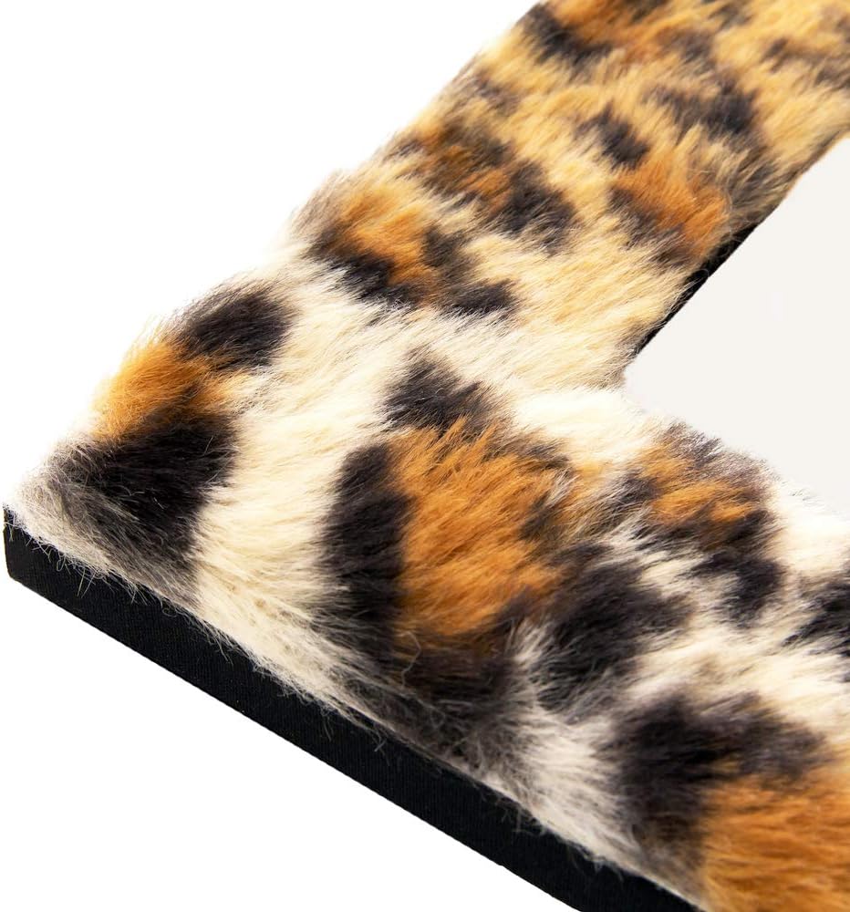 Happy Homewares Contemporary Designer Fluffy Leopard Print 5" x 7" Free Standing Picture Frame | Striking Home Addition