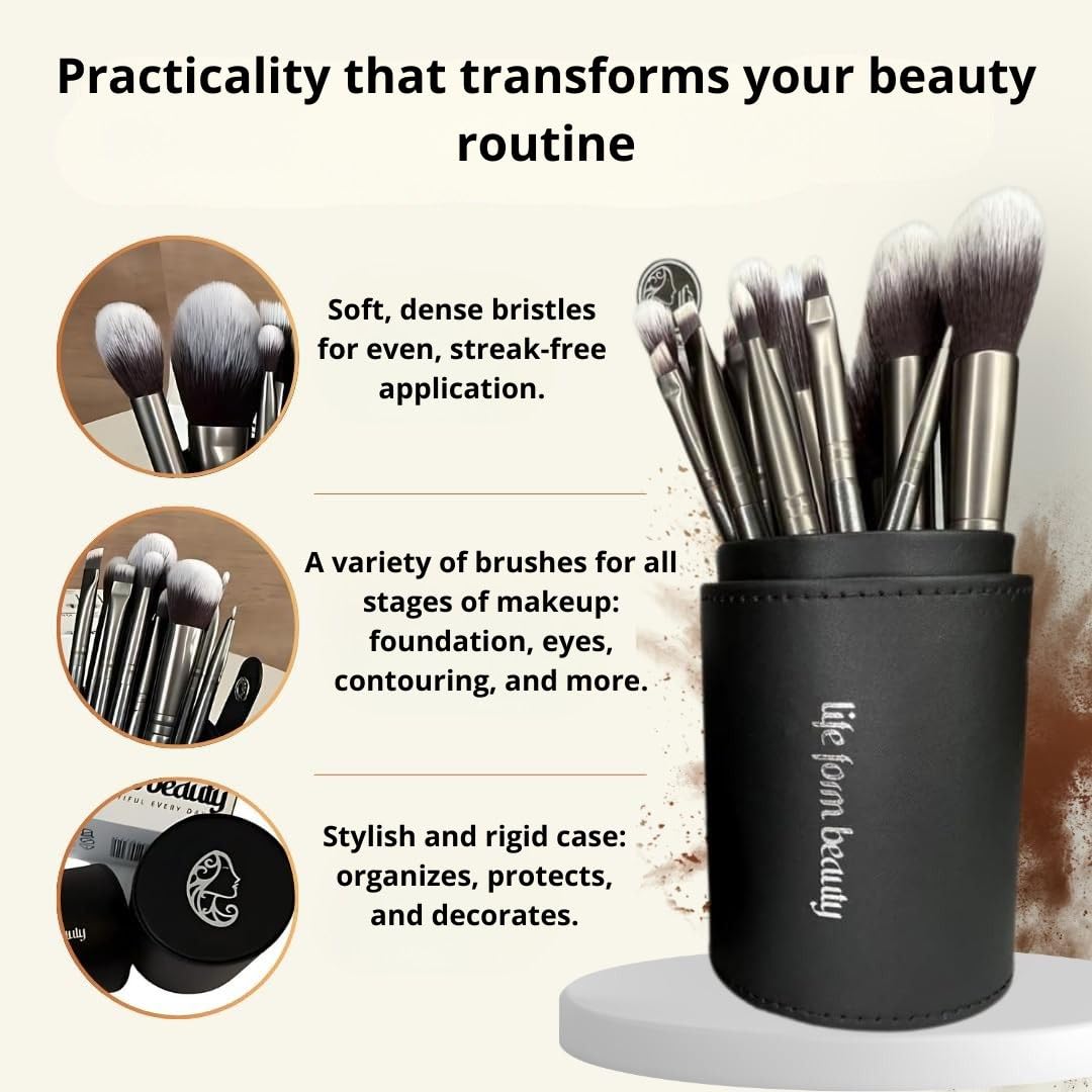 Kit di pennelli da trucco professionali con setole sintetiche morbide + custodia