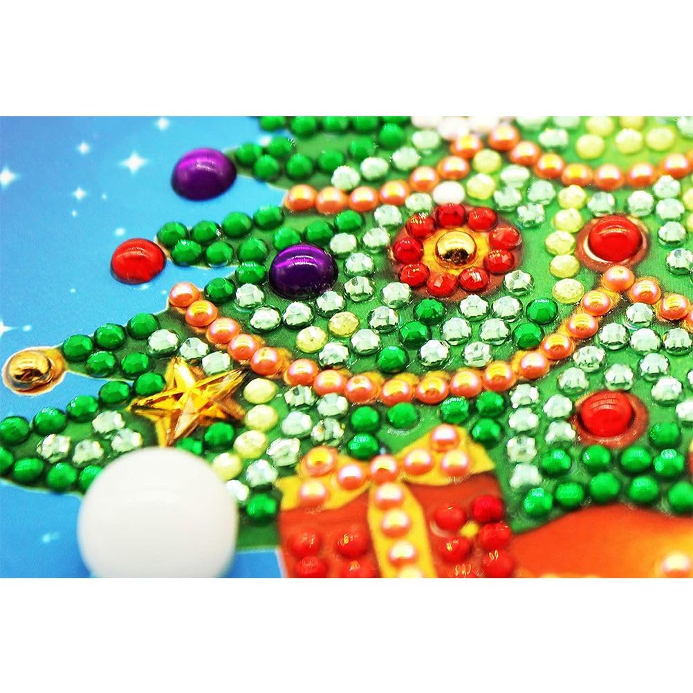 Lebartm Pittura a diamante Ornamento di Natale con lampada a LED DIY Diamond Art Creativo Mosaico Kit di Natale Desktop Decorazione della Casa Ornamenti Singolo Lato Spot Drill