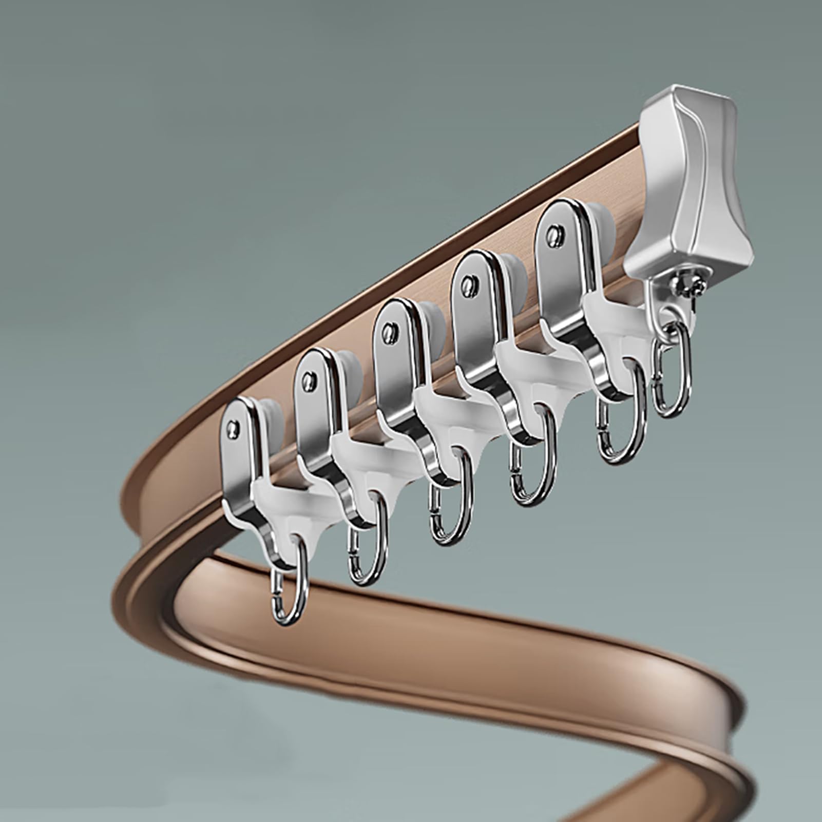 Ceiling curtain rails, 2.5m/8.2ft Curved Design with Silent Rollers Perfect for Showers RVs and Room Dividers(Gold,2.5m/8.2ft)