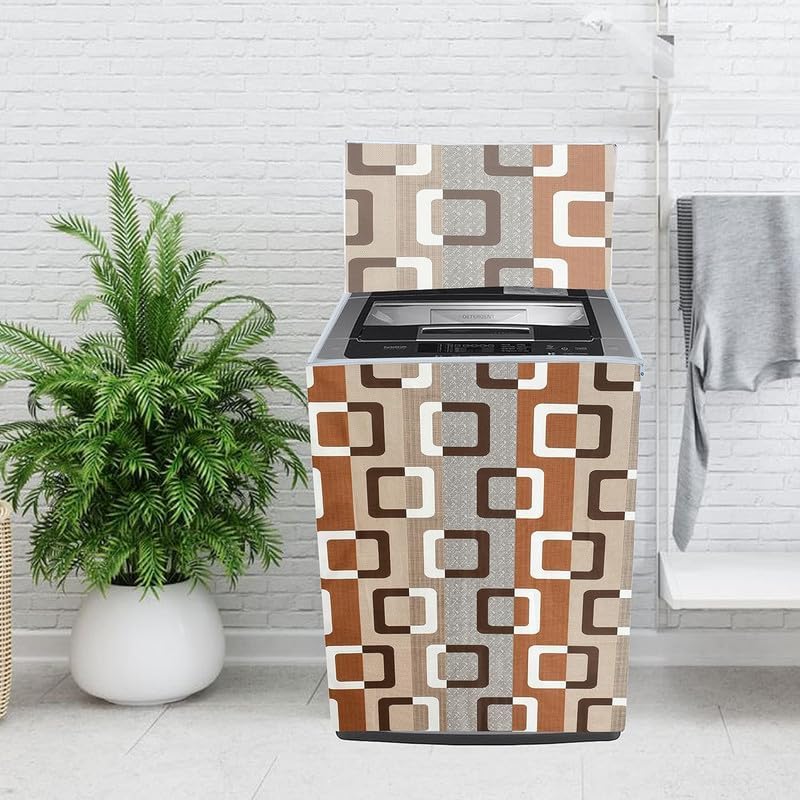 Image of WOAH Top Load Fully Autometic Washing Machine Cover Compatible With ifb samsung bosch whirlpool haier lg and All Brand Universal Size 7kg | 7.5kg | 8kg (Brown Box) D