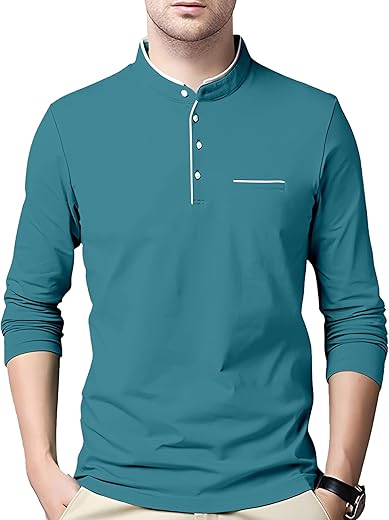 AUSK Men’s Cotton Henley Neck Full Sleeve Solid Regular Fit T-Shirt