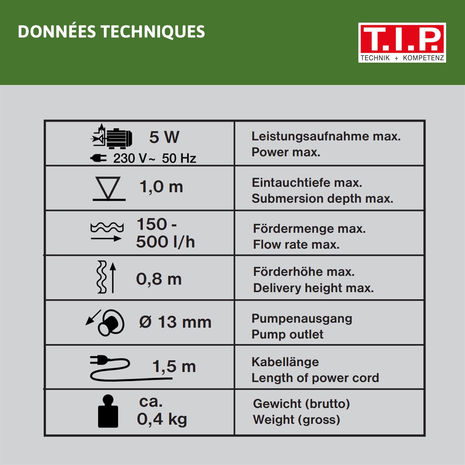 Pompe Pour Fontaine D'Intérieur T.I.P. WP 500 - Débit Réglable Et Silencieuse