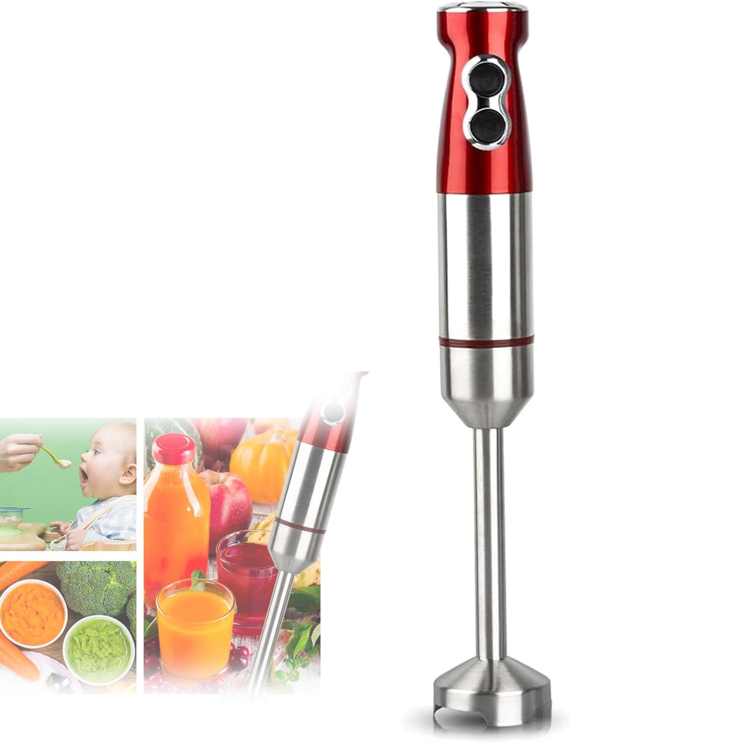 Blender ręczny, elektryczny blender ręczny ze zdejmowanymi ostrzami ze stali nierdzewnej, bezstopniowa regulacja prędkości, do koktajli, posiłków dla niemowląt i puree