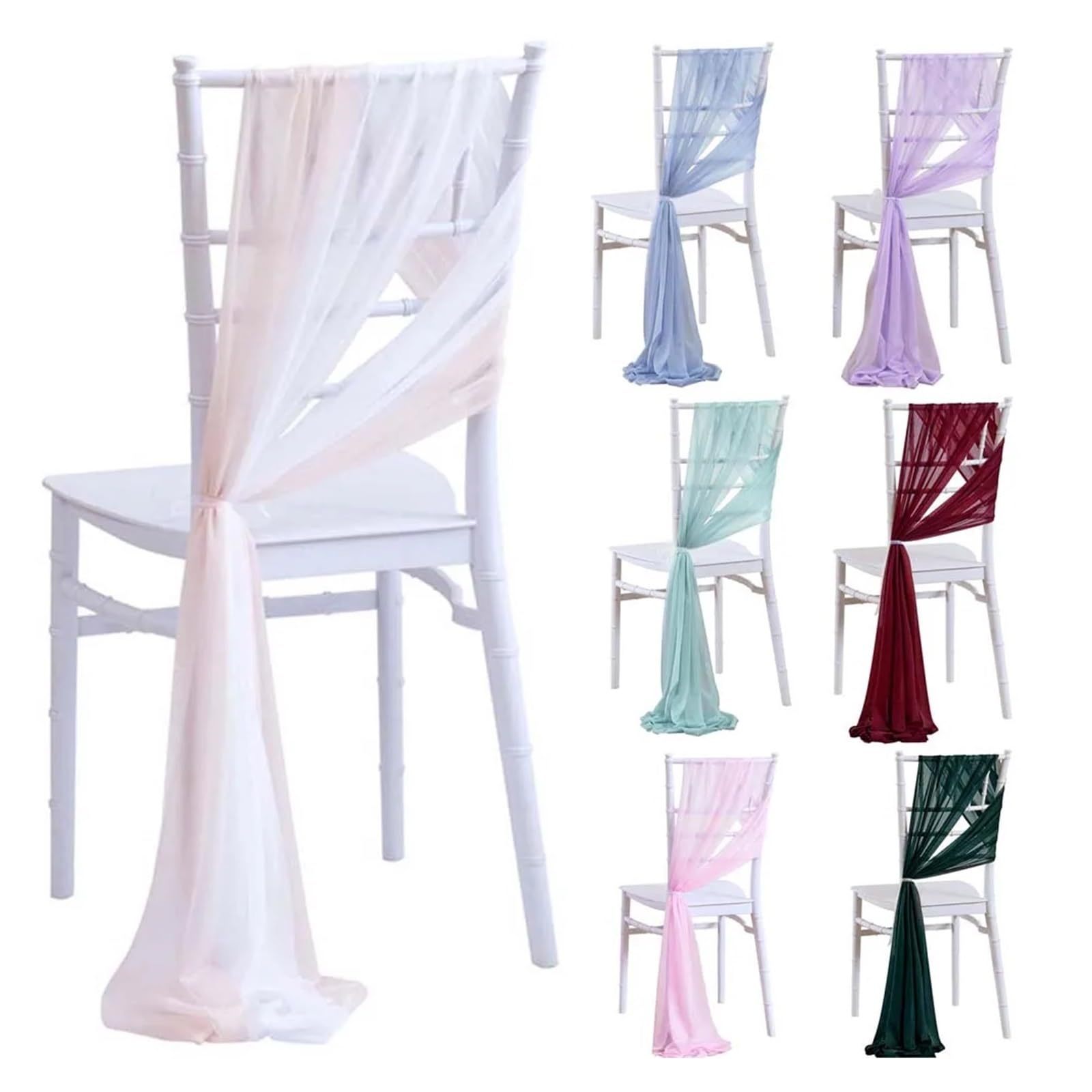 Stuhlschleifen 24Pcs Chiffon Stuhl Schärpen Hochzeit Stuhl Abdeckungen Ribbon Party Gang künstliche Blume Stuhl Abdeckung Hotel Bankett Dekor(Burgundy)