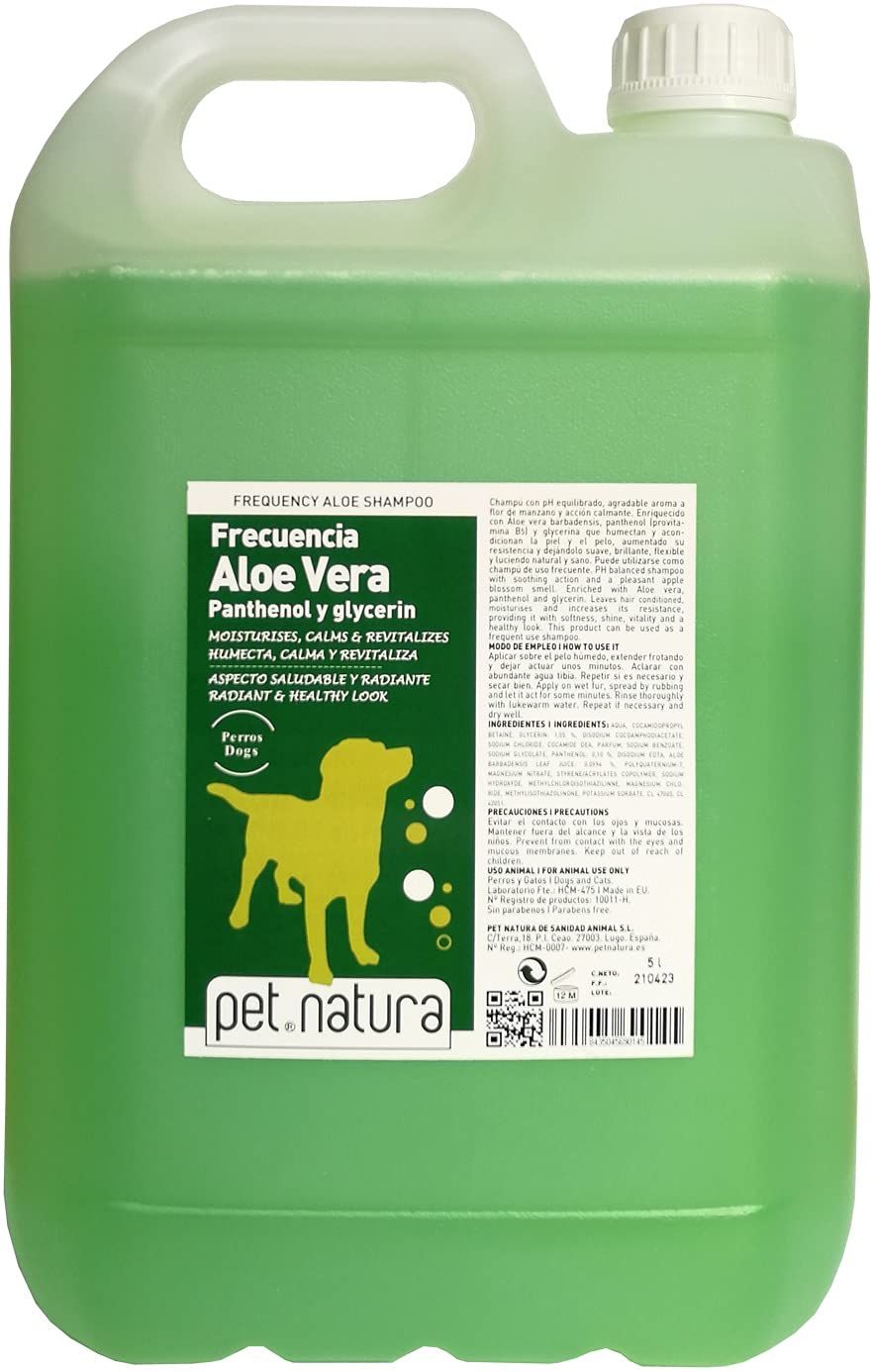 PETNATURA Champú Frecuencia Aloe Vera, Shampoo de Uso Frecuente con Aloe Vera para Perros y Gatos (10 litros)