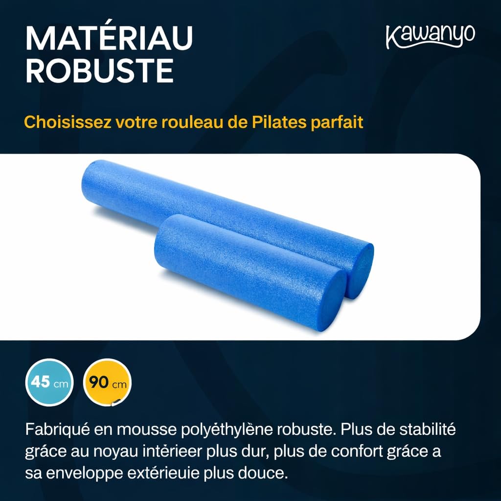 Rouleau de Massage pour Fascias et Muscles Foam Roller pour Fitness Pilates Yoga et Récupération Musculaire