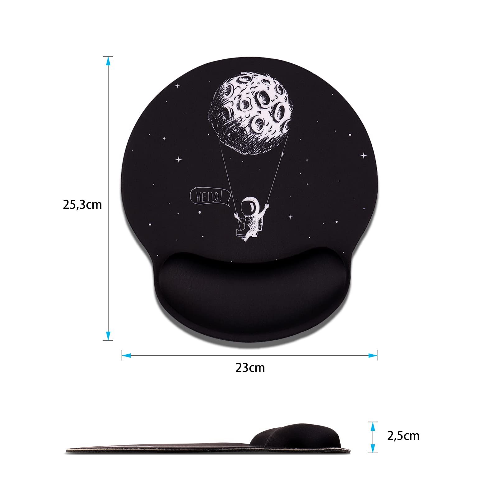 AOKSUNOVA Tappetino per il mouse ergonomico con cuscinetto in gel e tappetino per il mouse, con motivo in gel, colore nero