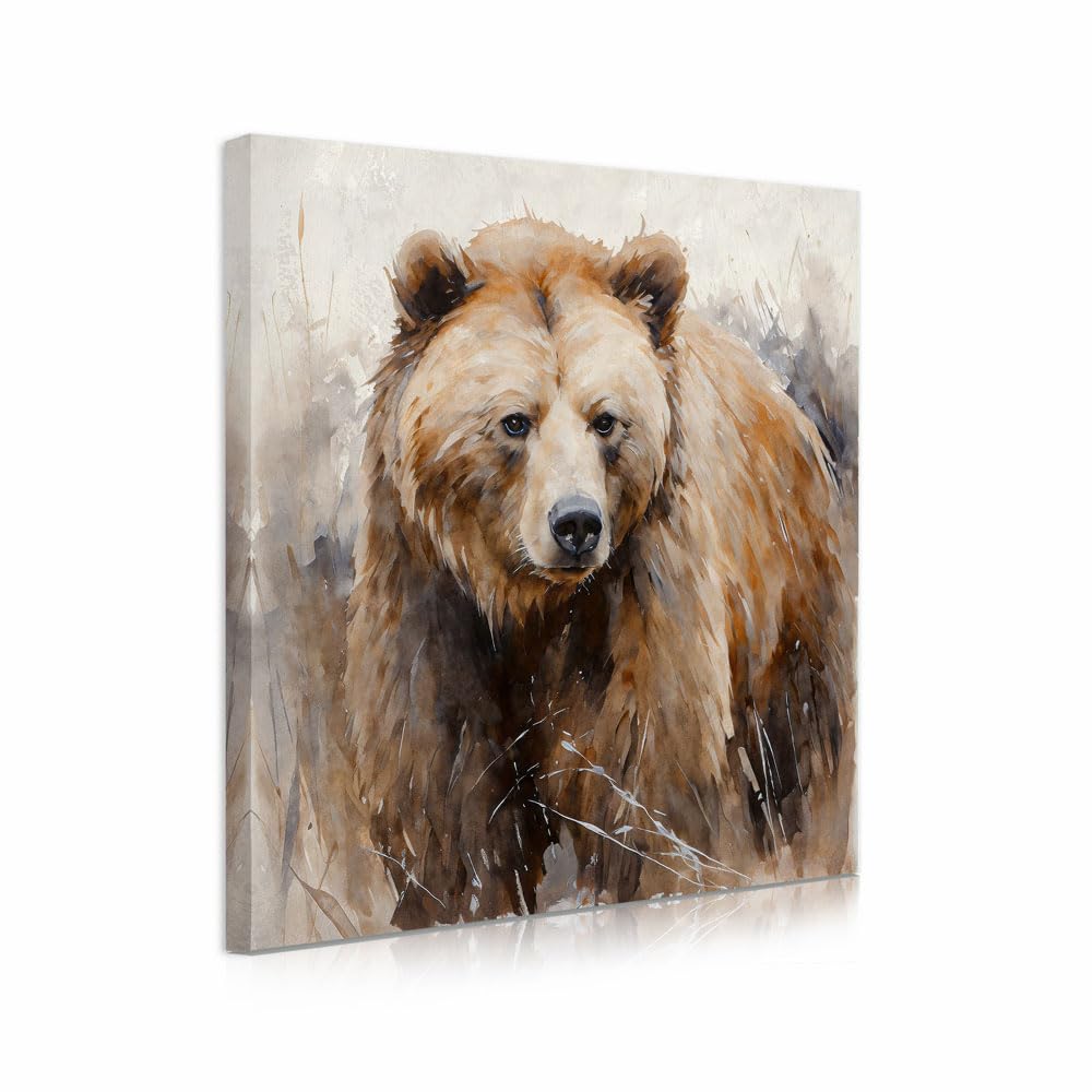 Grand Tableau Murale Famille D'Ours Dans La Forêt – Décoration Rustique Zeckos 36x28