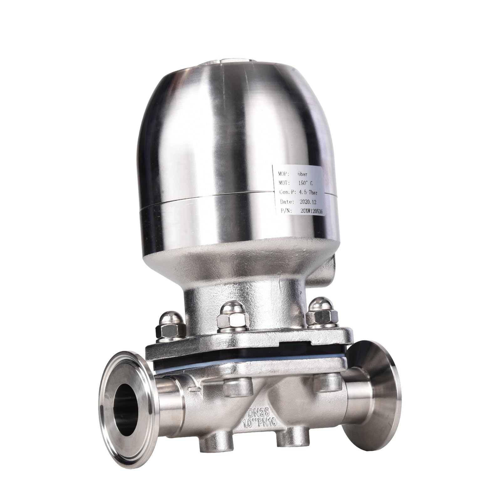 2/2 Way 316l Diaphragm Control Valve Sanitary Pneumatic Actuator Stainless Steel