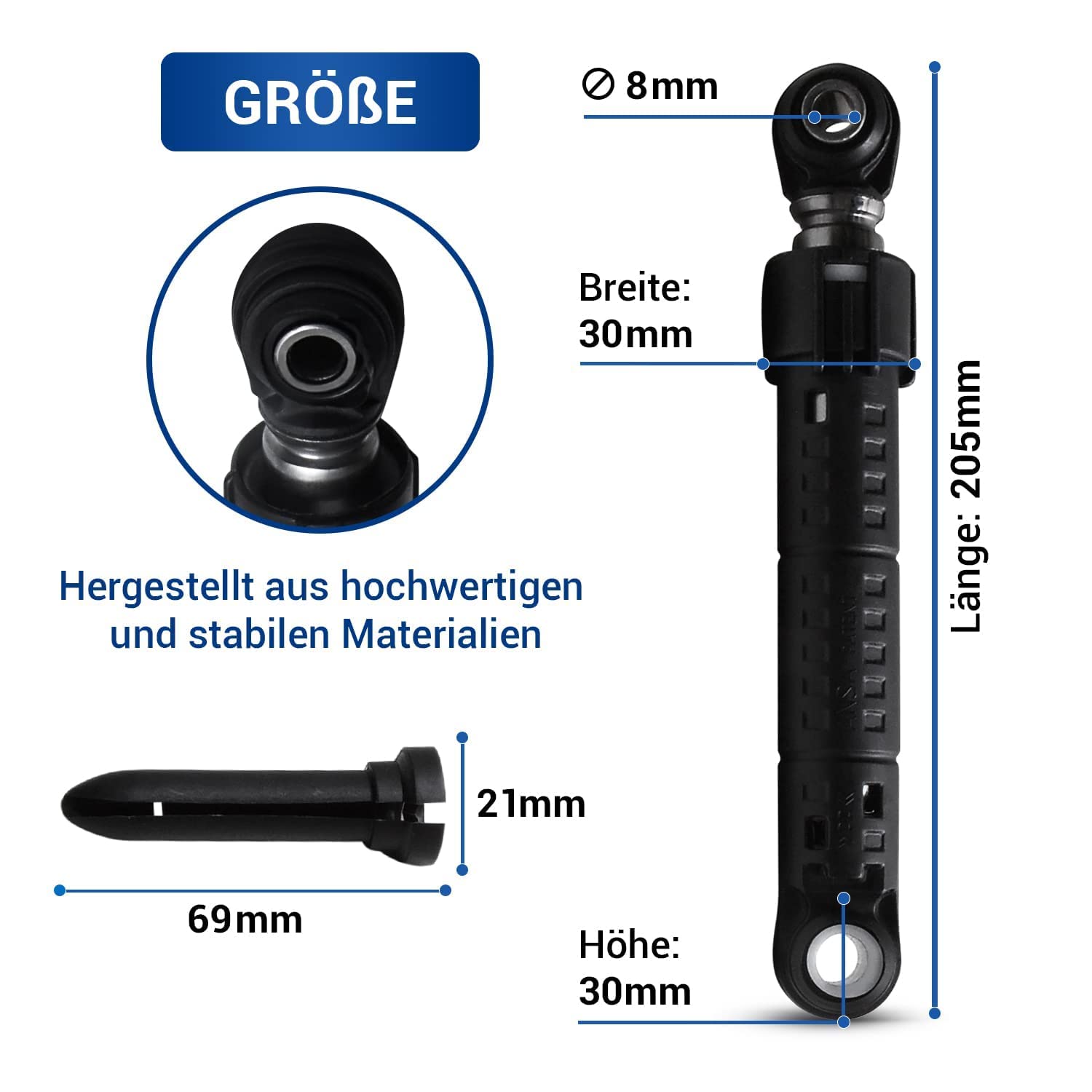 DL-pro Schokdemper 90N voor Bosch Siemens Neff Balay 11030890 448032 00448032 gatafstand 8 mm bron Privileg 02200590 Suspa schokdemper voor wasmachine Maxx Classix Logixx