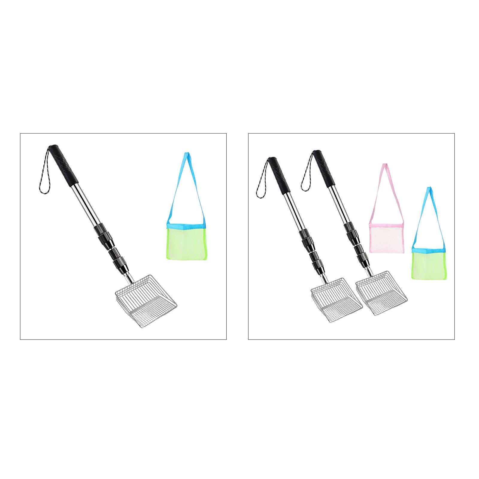 Tamiz de con Bolsas de Playa, tamiz de Dientes de Metal, Palas de, Pala para Recoger Conchas, Herramienta para Pala