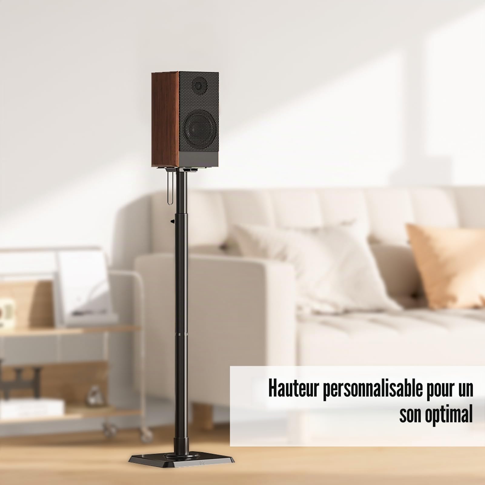 Mounting Dream Support de Haut-Parleur Universel (Simple) réglable en Hauteur de 826 mm à 1078 mm pour Haut-Parleur Surround arrière Satellites jusqu'à 5 kg