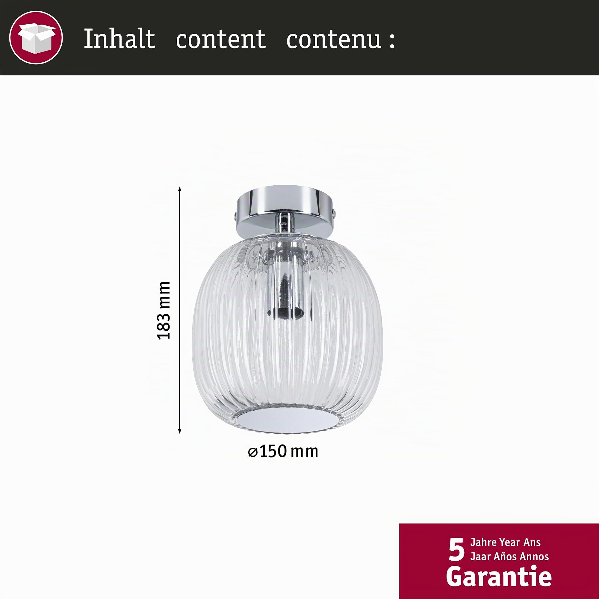 Paulmann 71141 Selection Bathroom Deckenleuchte Ruya IP44 E14 230V max. 20W Glas, Chrom Wand-/Deckenleuchte, Badbeleuchtung